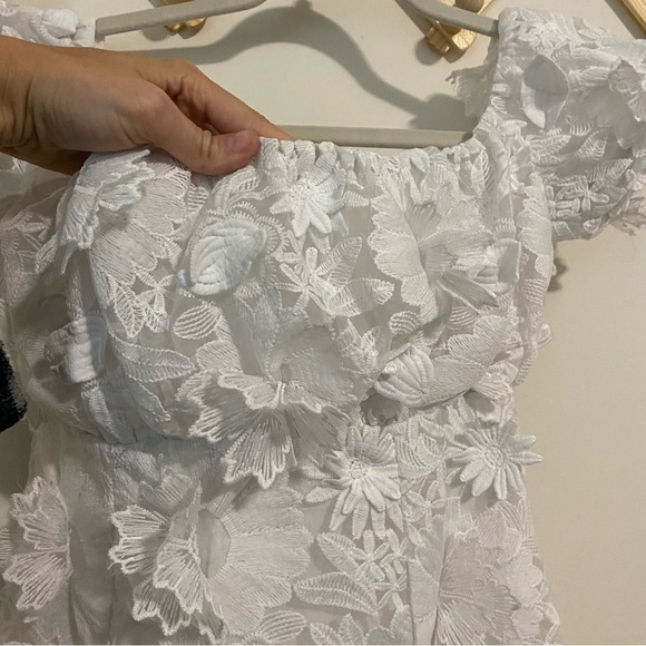 LPA White Floral Appliqué Midi Dress size Small - Picture 6 of 11